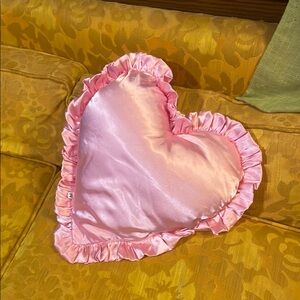 UO Home Pink Heart-Shaped Satin Pillow